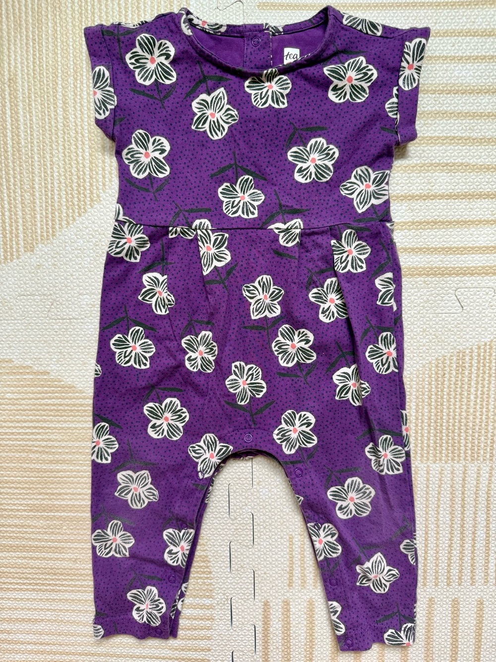 Tea Collection Purple Floral One-Piece Romper